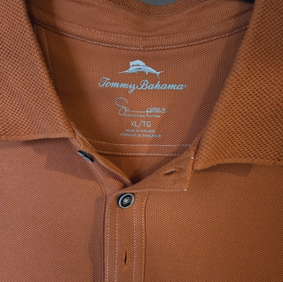 Men's Tommy Bahama Orange Golf Polo Shortsleeve Shirt with Yellow Logo Size XL - Picture 4 of 5